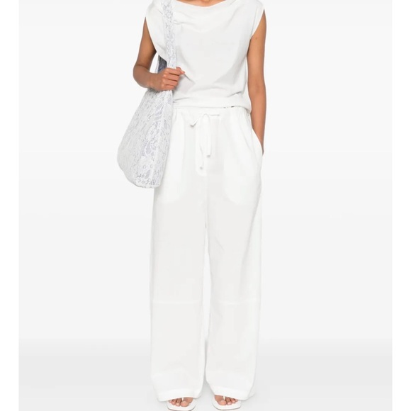 NWT PARIS GEORGIA Uma Drawstring Trousers Pants White Size XS 6070
